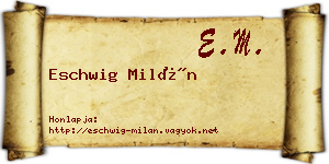 Eschwig Milán névjegykártya